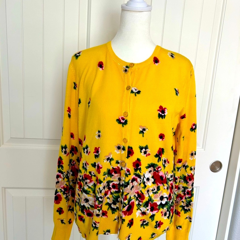 NWOT Floral Yellow Women's Cardigan
